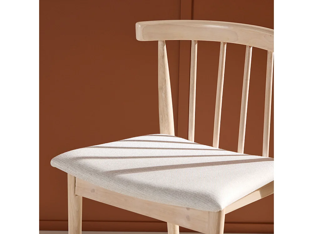 Flora - Lot de 2 chaises en tissu et bois massif - Bois clair