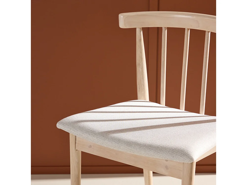 Flora - Lot de 2 chaises en tissu et bois massif - Bois clair