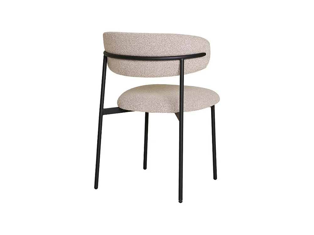 Lot de 2 chaises KORA – Tissu à bouclette et pieds métal noir-Gris