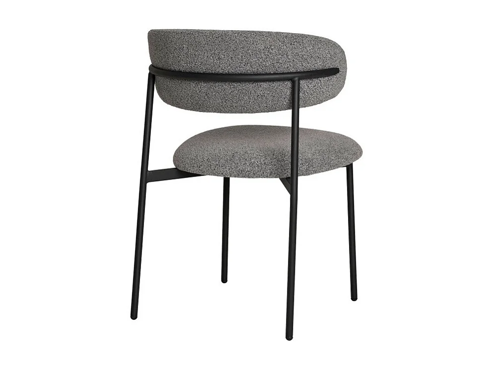 Lot de 2 chaises KORA – Tissu à bouclette et pieds métal noir-Gris