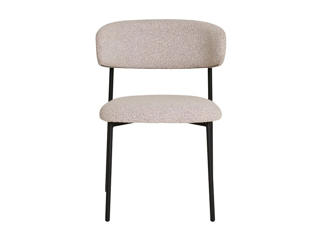 Lot de 2 chaises KORA – Tissu à bouclette et pieds métal noir-Gris