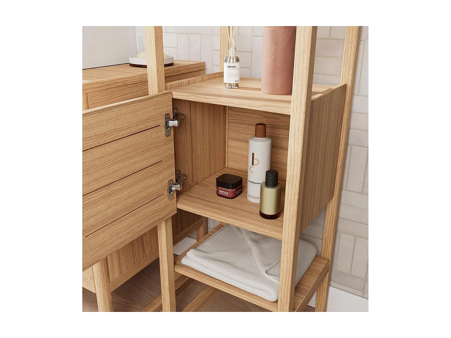 Ensemble meuble double vasque ATOLL 140 cm + Vasques + Robinets + Miroir + Colonne
