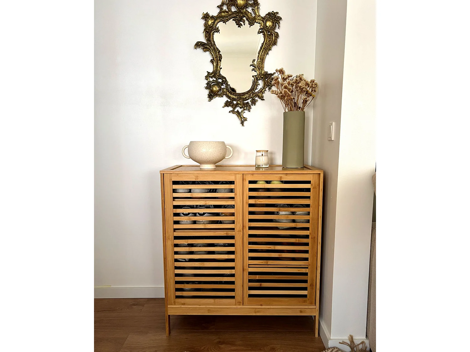 Shoe Storage Cabinet MIDWOOD Bamboo Light Brown