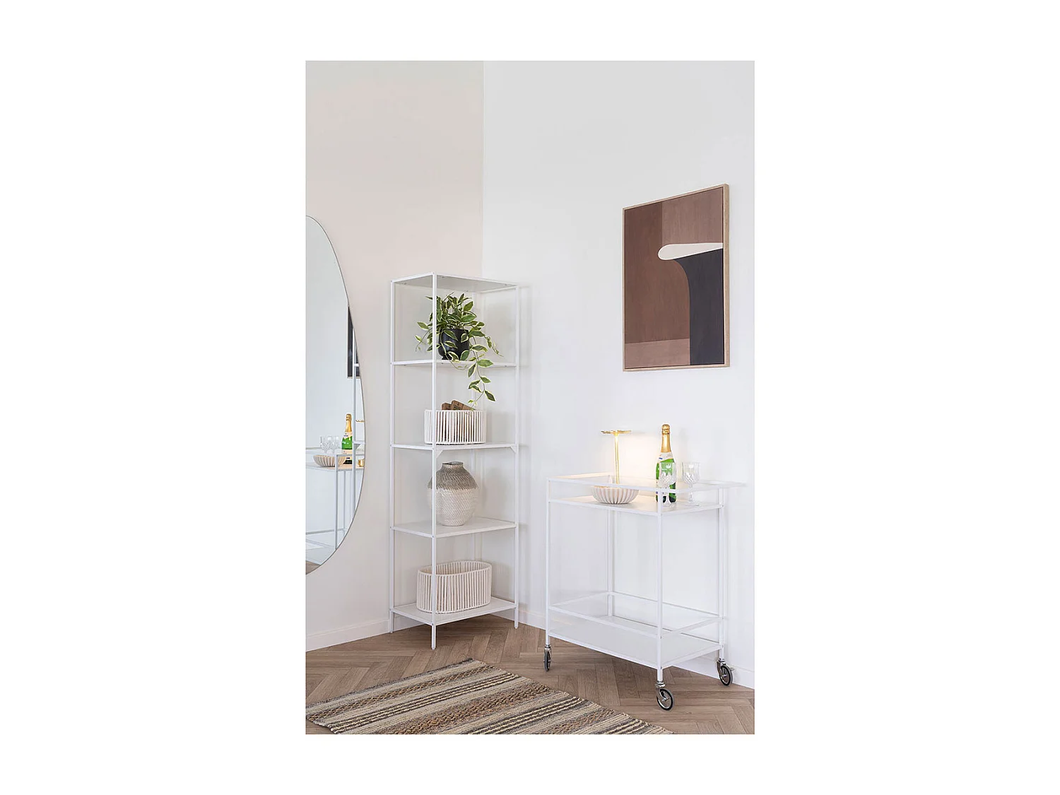 VITA barwagen – Natuurlijk hout of zwart/wit metaal-Kleur Wit