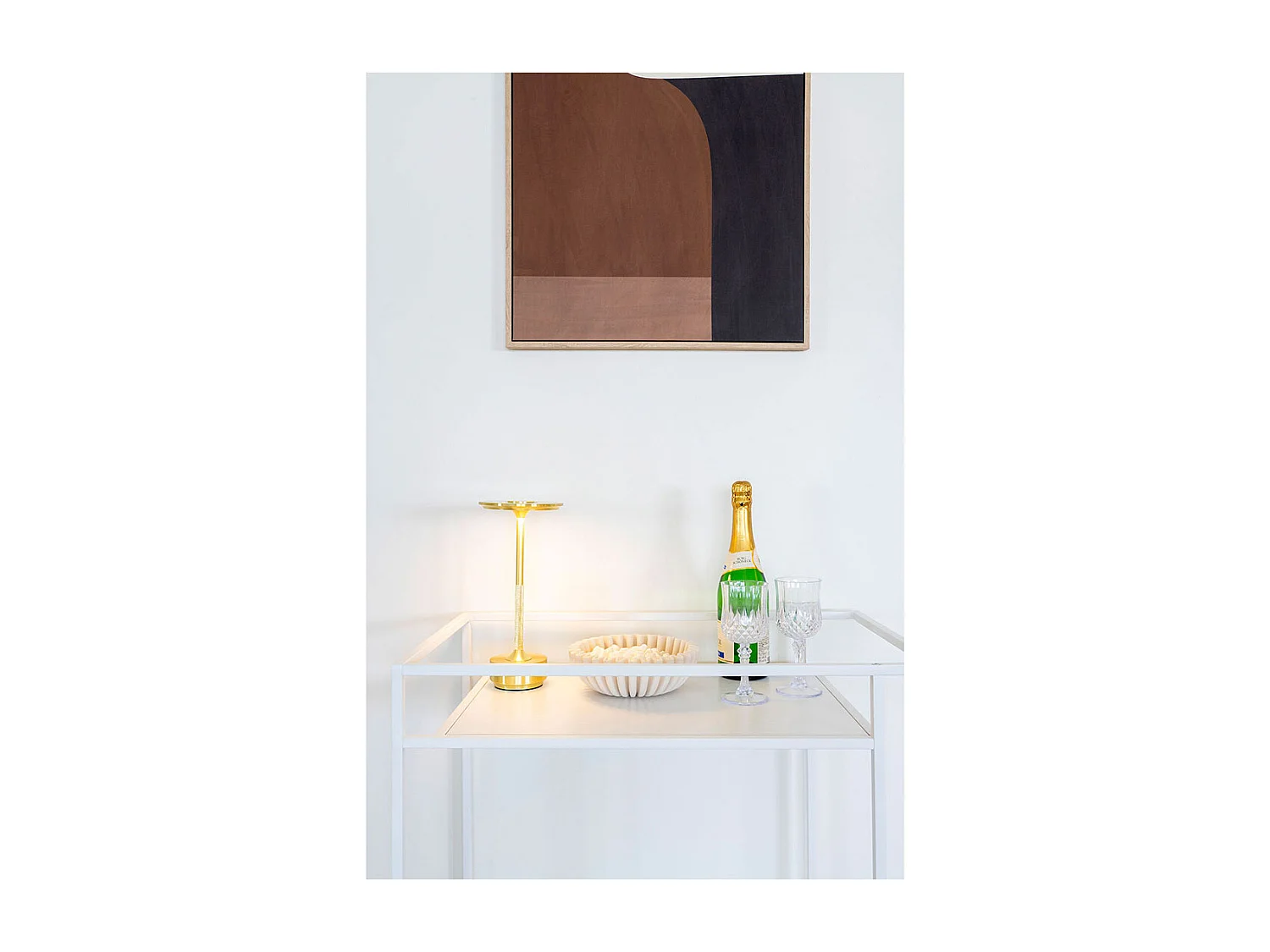 VITA barwagen – Natuurlijk hout of zwart/wit metaal-Kleur Wit
