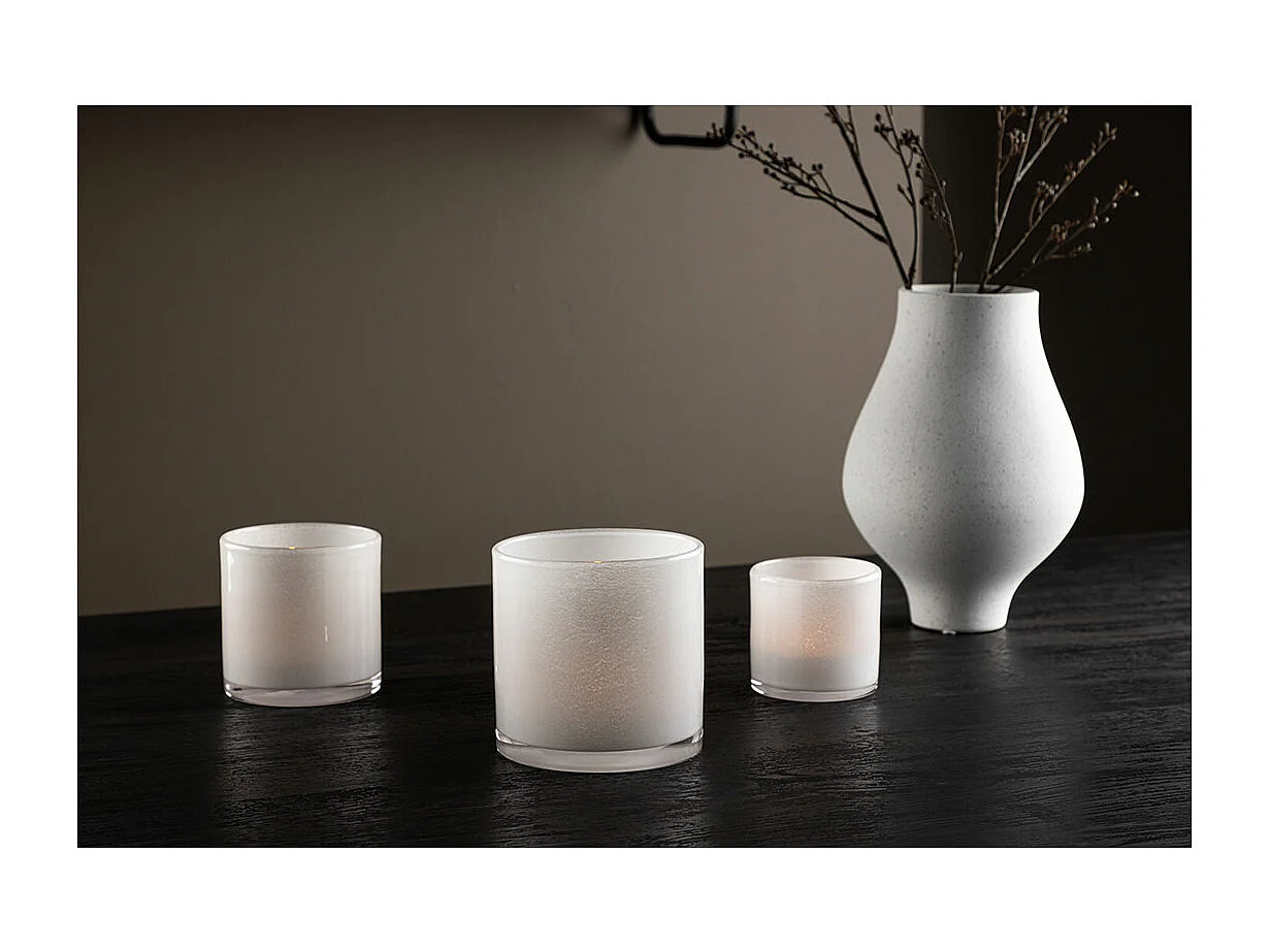 Photophore Déco "Gloria" 12cm Blanc