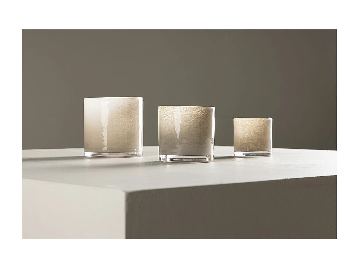 Glora waxinelichthouder beige.