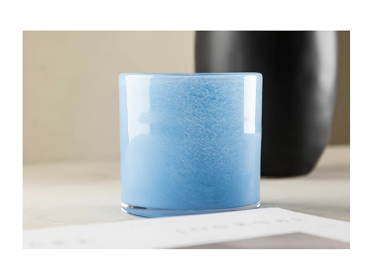 Photophore Déco "Gloria" 12cm Bleu Clair