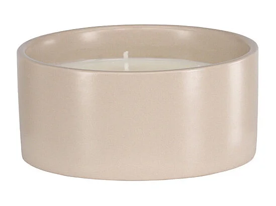 Portacandele Douglas con candela profumata beige.