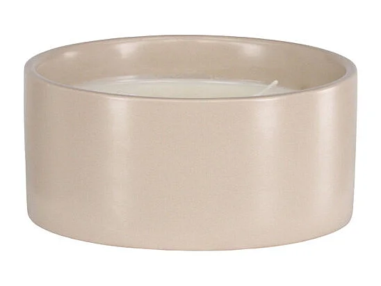 Portacandele Douglas con candela profumata beige.