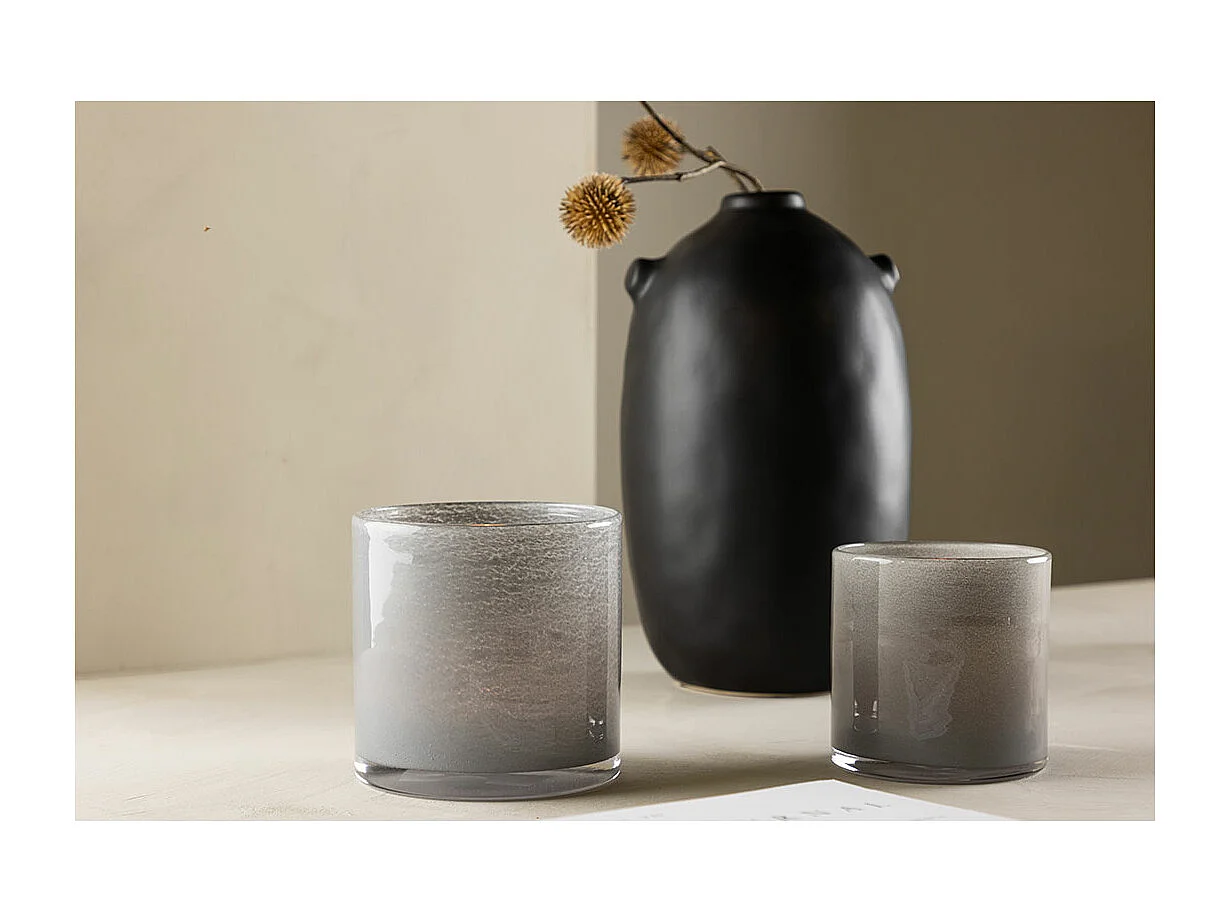 Photophore Déco "Gloria" 12cm Gris Clair