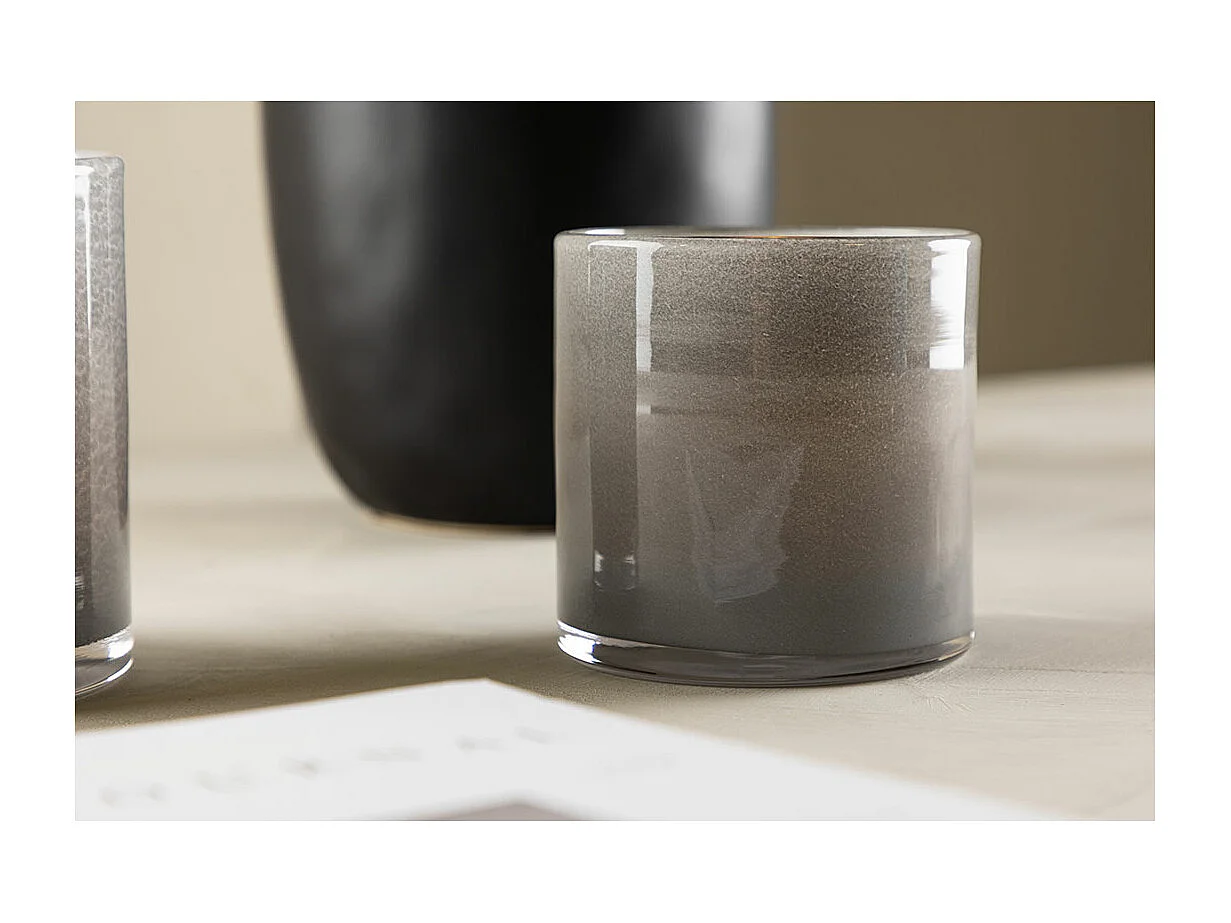 Photophore Déco "Gloria" 10cm Gris Clair