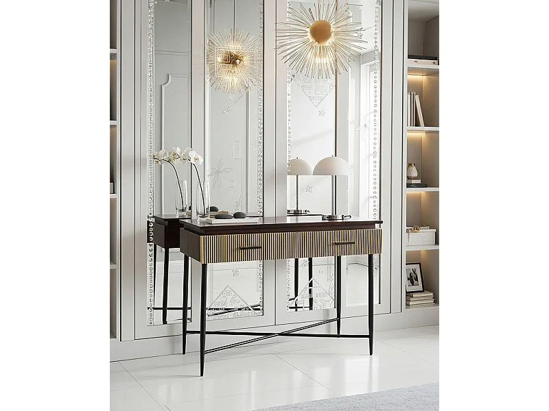 Moon - Console finition laiton vieilli 90 cm