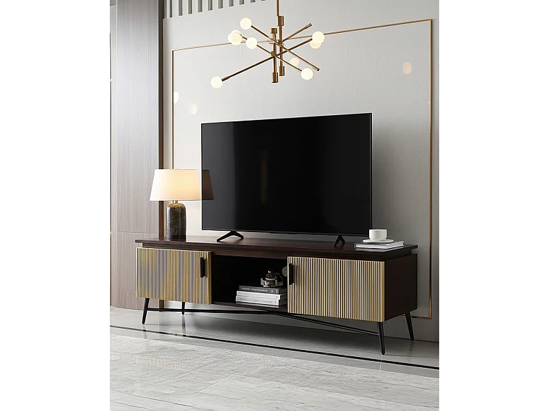 Moon - Meuble tv finition laiton vieilli 145 cm