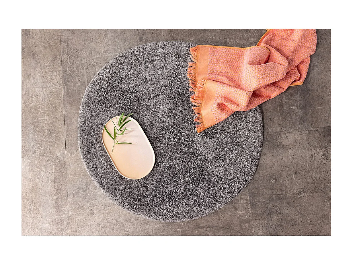 Tapis Rond de Salle de Bain "Valle" 60cm Gris Foncé