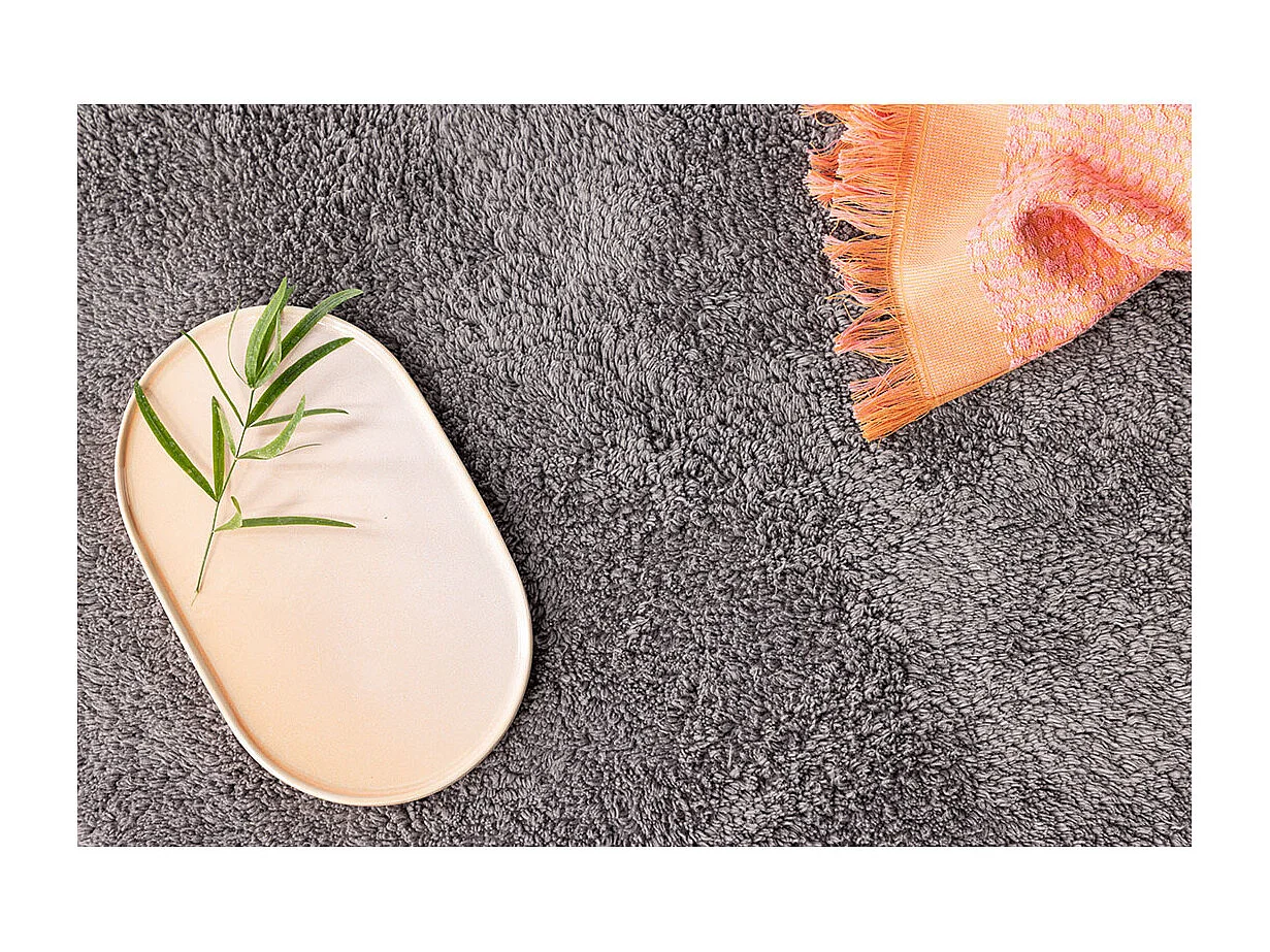 Tapis Rond de Salle de Bain "Valle" 60cm Gris Foncé