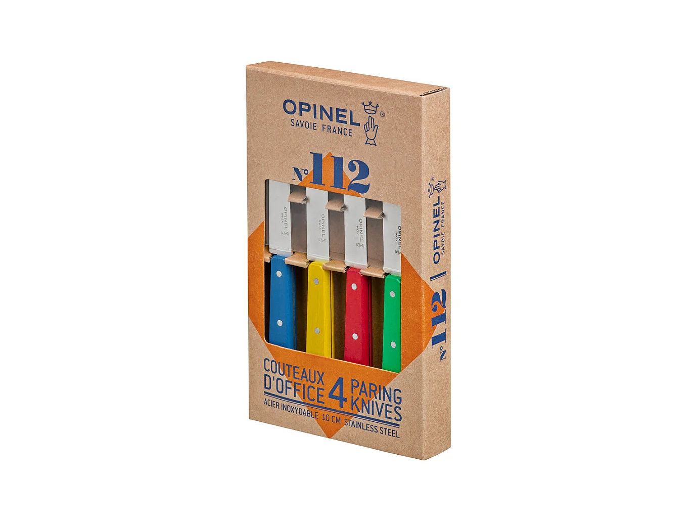 Set mit 4 Opinel N°112 Multicolor Büromessern aus Edelstahl