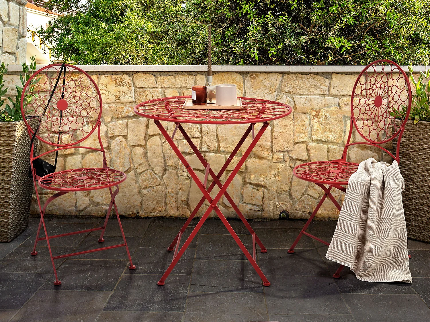 Set bistrot Pieghevole SCARIO Metallo Rosso