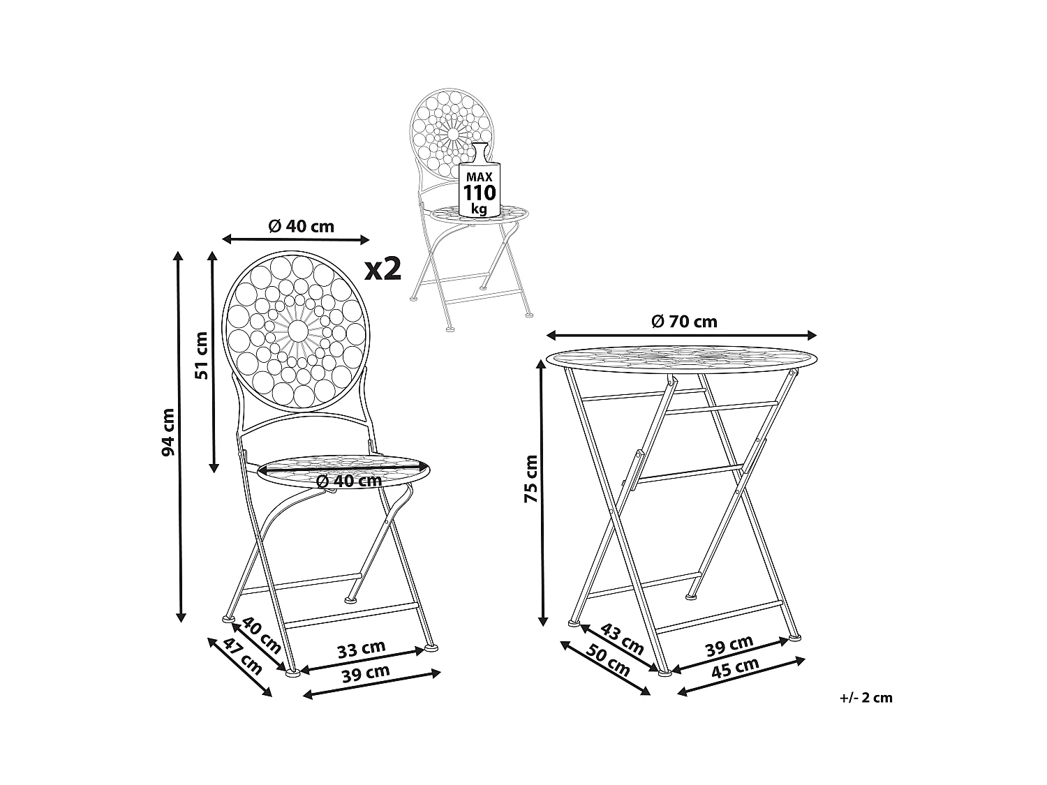 Bistro Set klappbar SCARIO Metall Rot