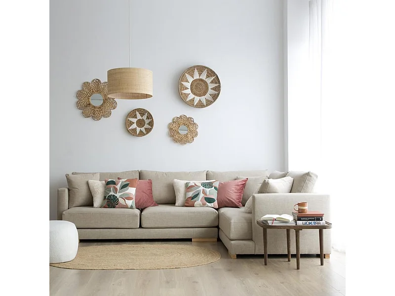 Grand canapé d'angle en bois Beige (408) 300x86