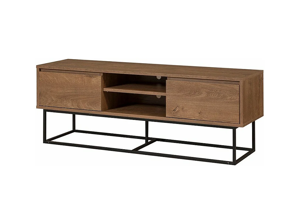 Meuble TV 2 niches et 2 tiroirs décor noyer L140 cm - Rodez
