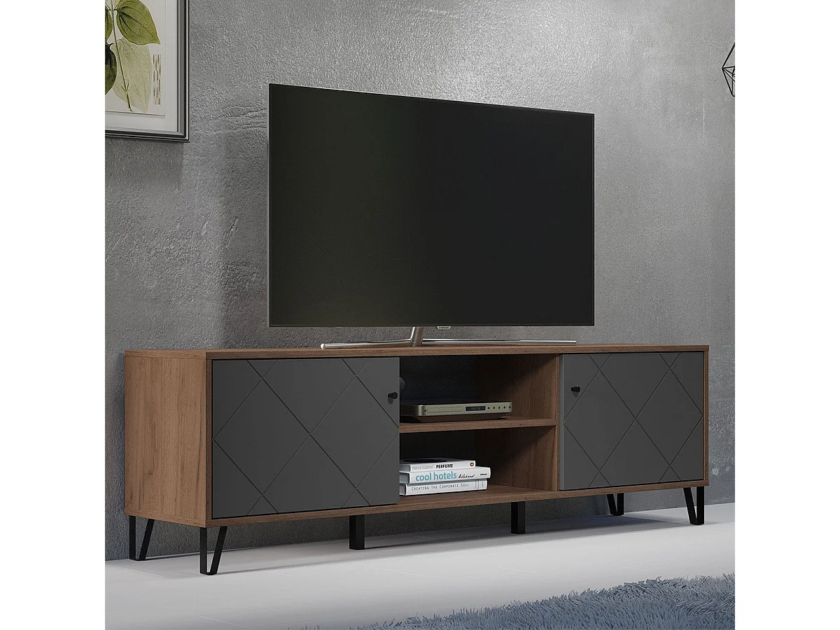 Meuble TV avec 2 portes et 2 niches L183 cm - Montez