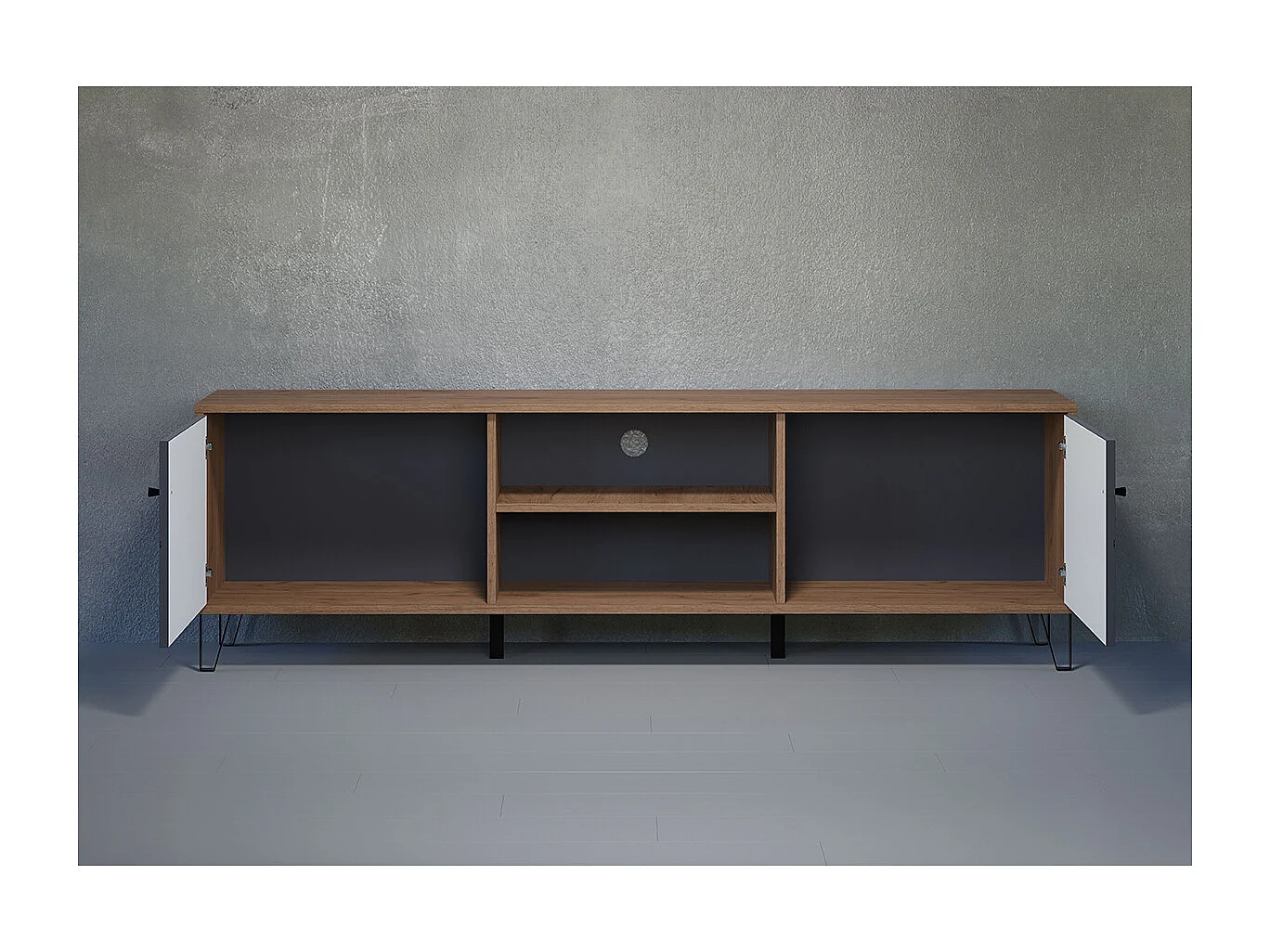 Meuble TV avec 2 portes et 2 niches L183 cm - Montez