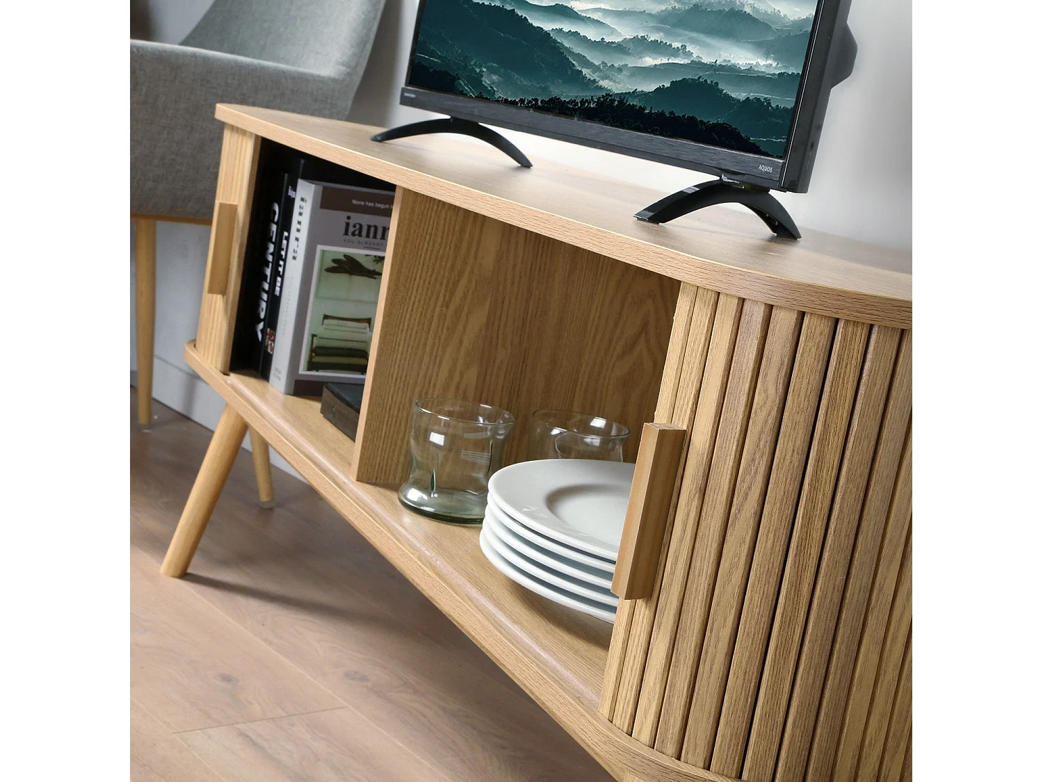 Mueble de TV 2 Puertas Corredizas L119 cm - ERNEST