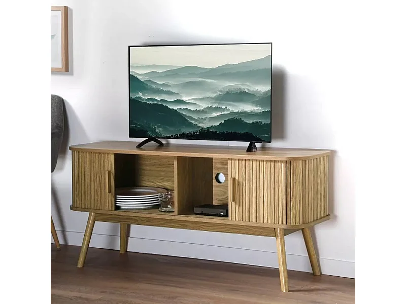 Meuble TV 2 Portes Coulissantes L120 cm - ERNEST