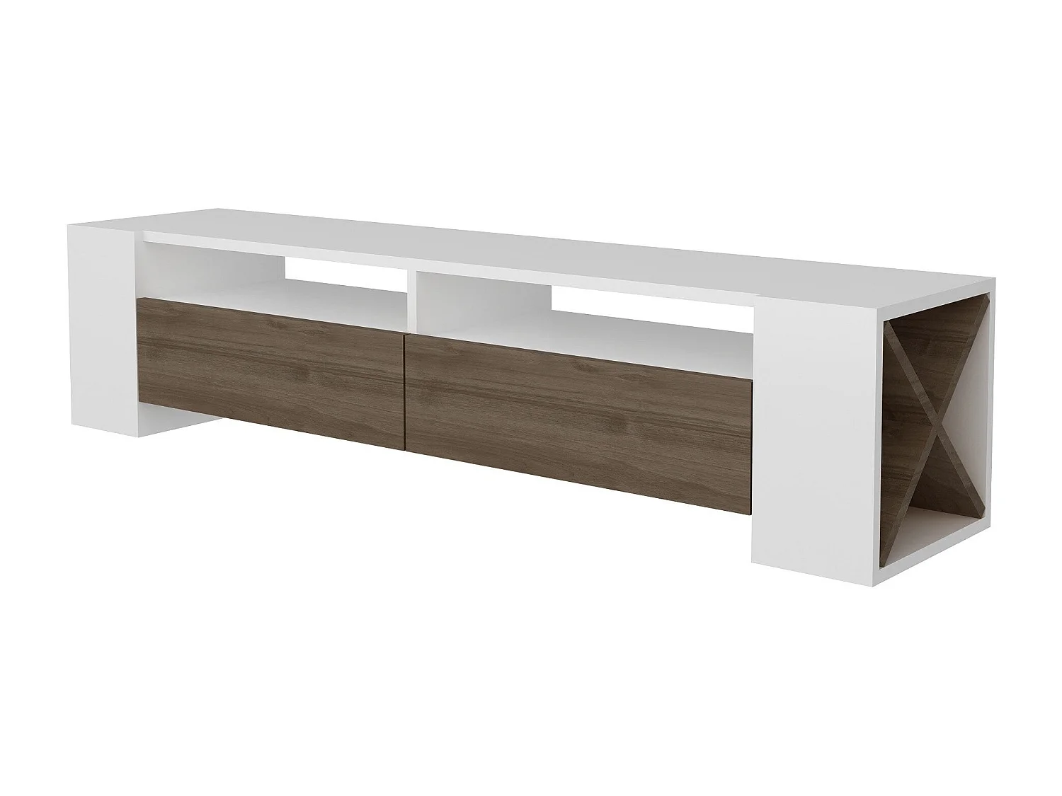 Mobile porta TV Kailua 1240, Noce|Bianco, 155x35x35cm