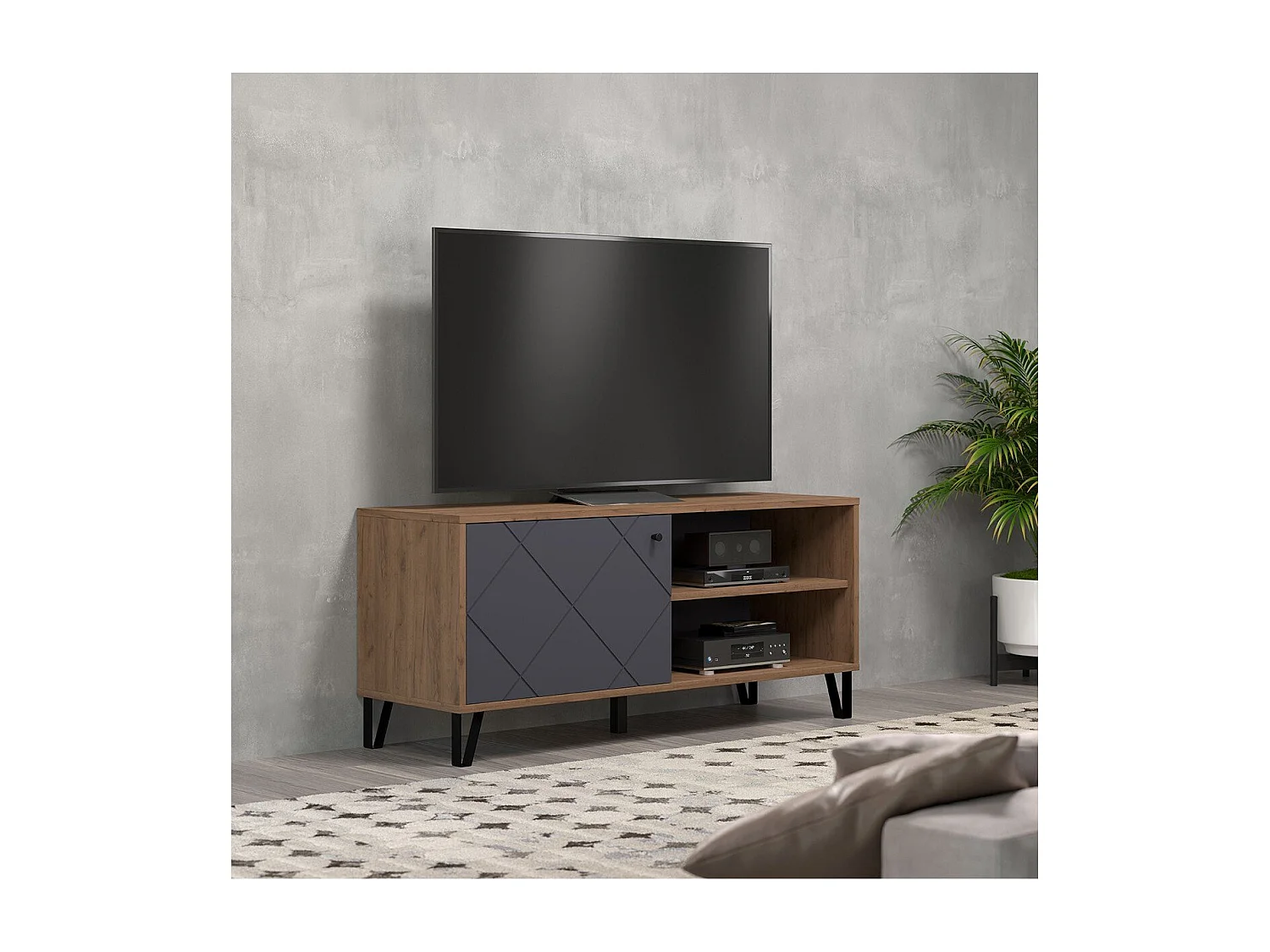 Montez TV-meubel 1 deur, 2 planken, grafiet.