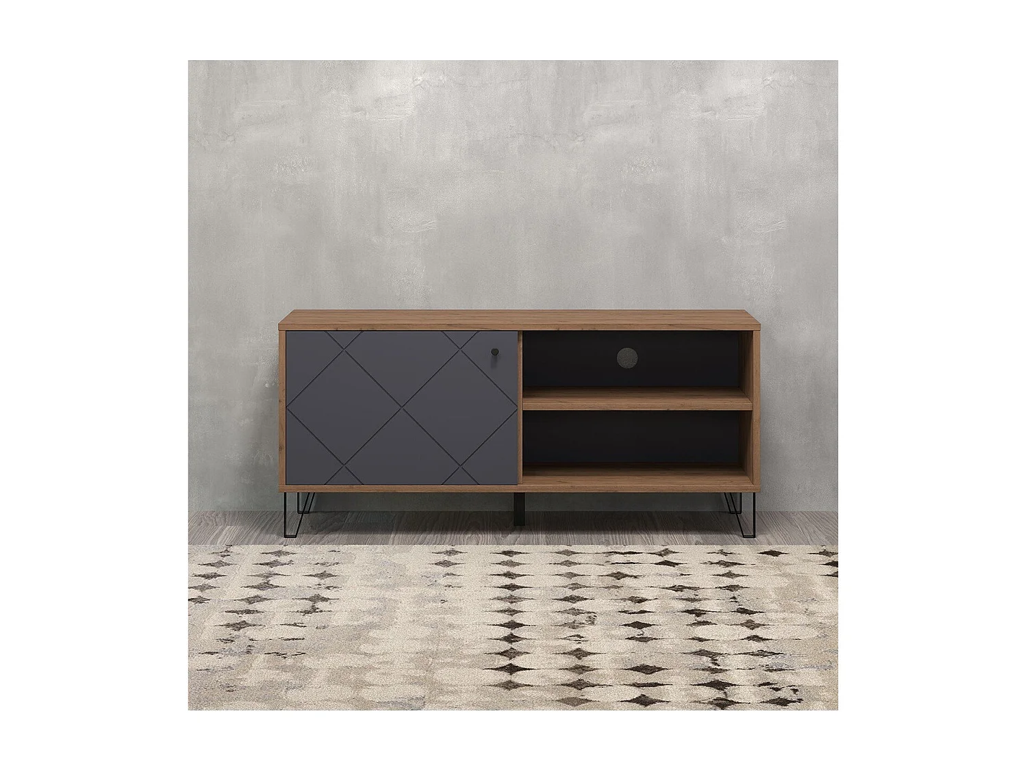 Montez TV-meubel 1 deur, 2 planken, grafiet.