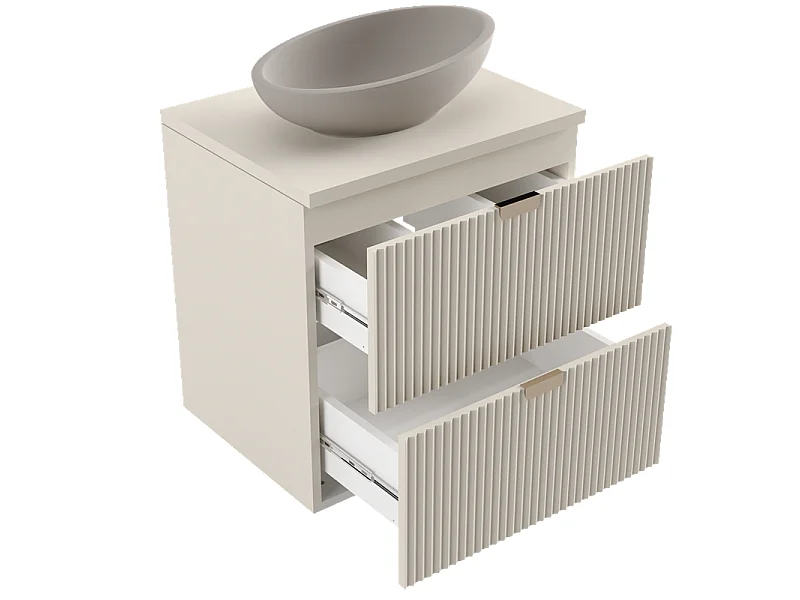 Mobile lavabo in cashmere con piano Kashmir 60 cm Frontali scanalati
