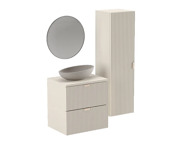 Mobile lavabo in cashmere con piano Kashmir 60 cm Frontali scanalati