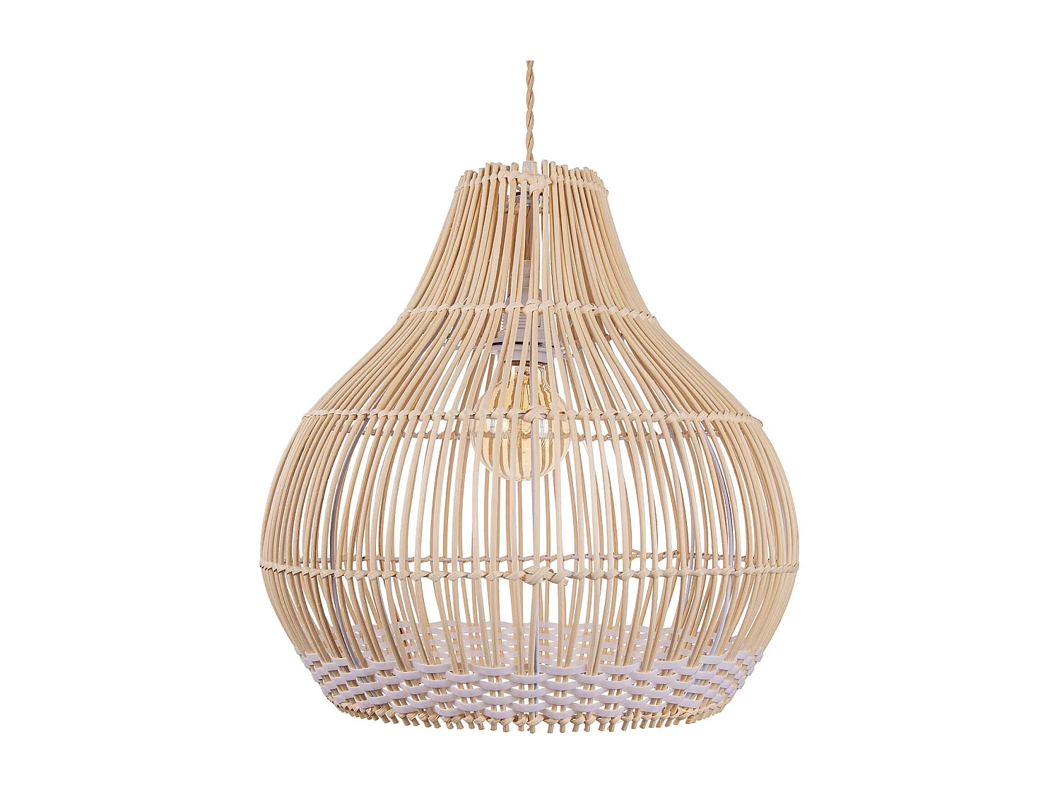 Lustre suspendu en rotin blanc luminaire artisanal pour salon,d30cm x h30cm