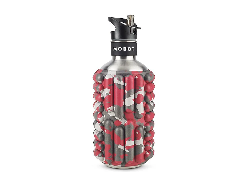Bouteille de sport - Mobot - Fonction 2 en 1 rouleau de massage - Rouge métal