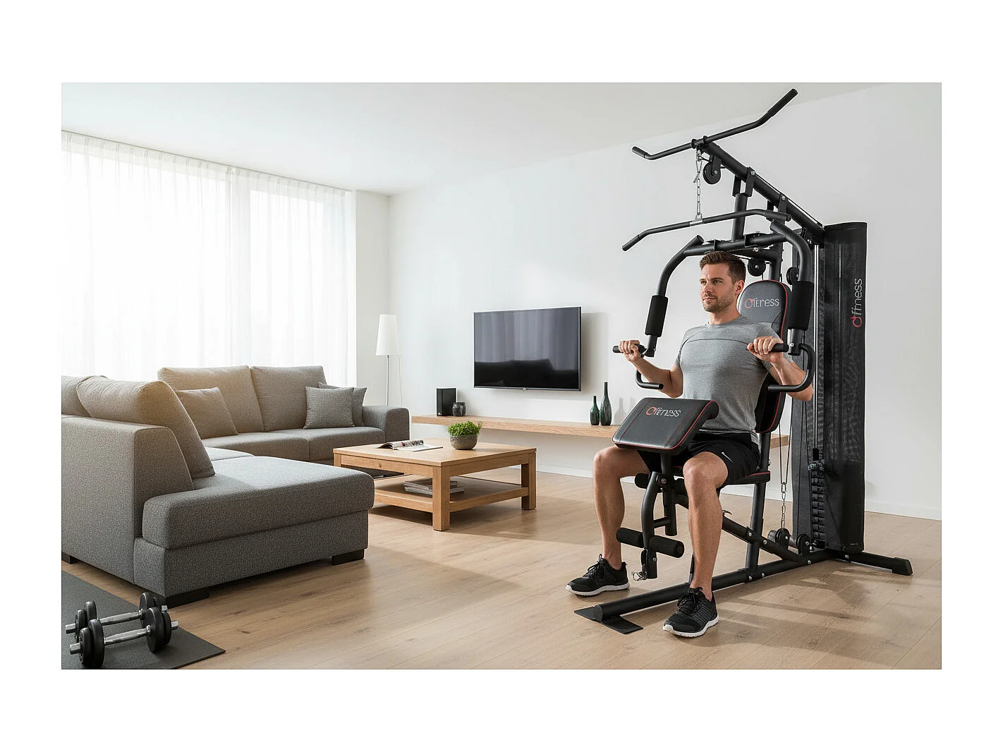 Multifunktionale Bodybuilding-Presse O'Fitness - Abmessungen: 189 x 109 x 215 cm - Alles inklusive