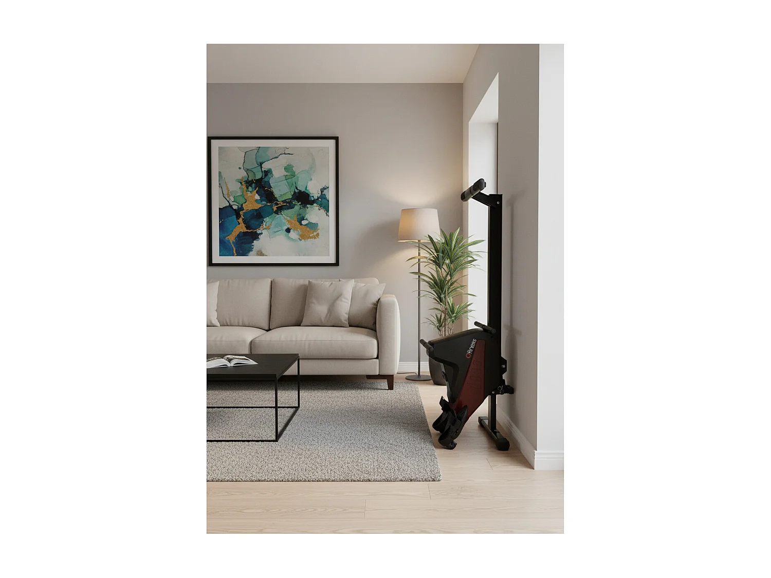 Máquina de ejercicios de remo con tiro central - O'Fitness - Contador de 5 funciones - Rueda magnética: 5 Kg