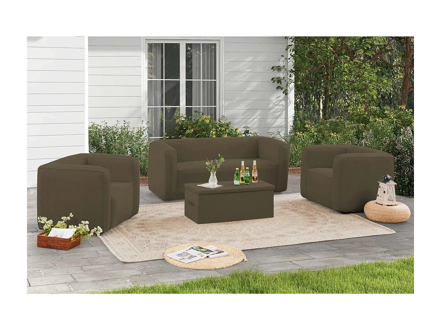 Aufblasbarer Sessel Terracotta - Innen- und Außenbereich - Farbe Camel