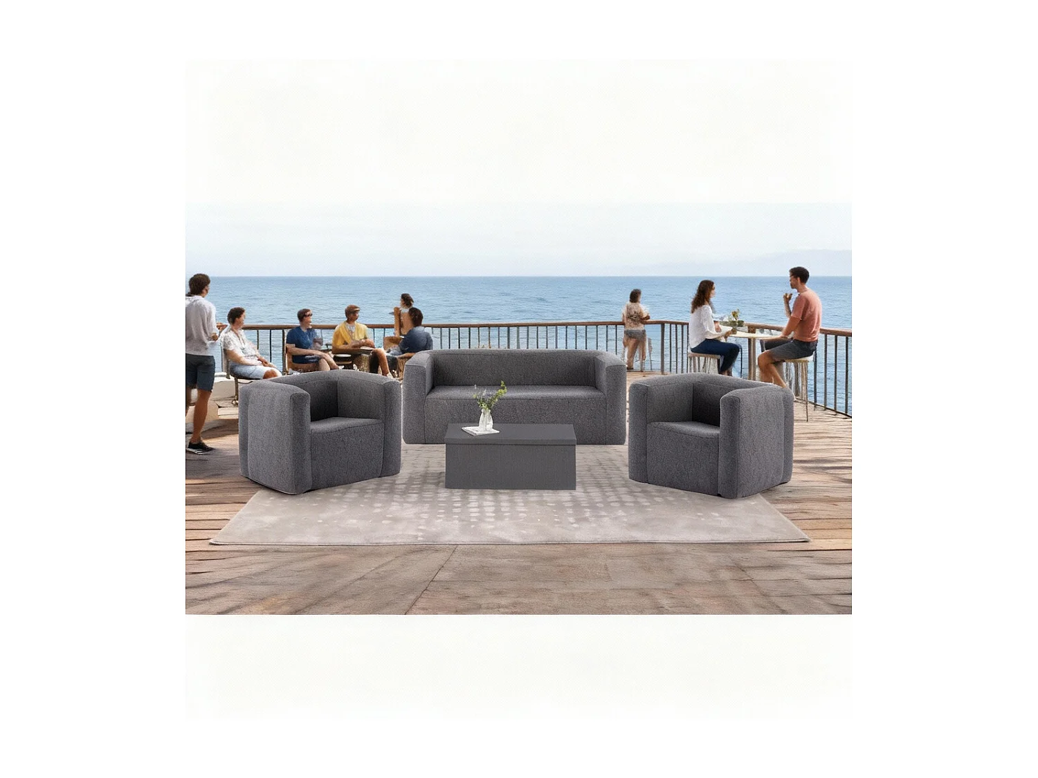 Terracotta opblaasbare fauteuil - Binnen en buiten - Kleur Donkergrijs