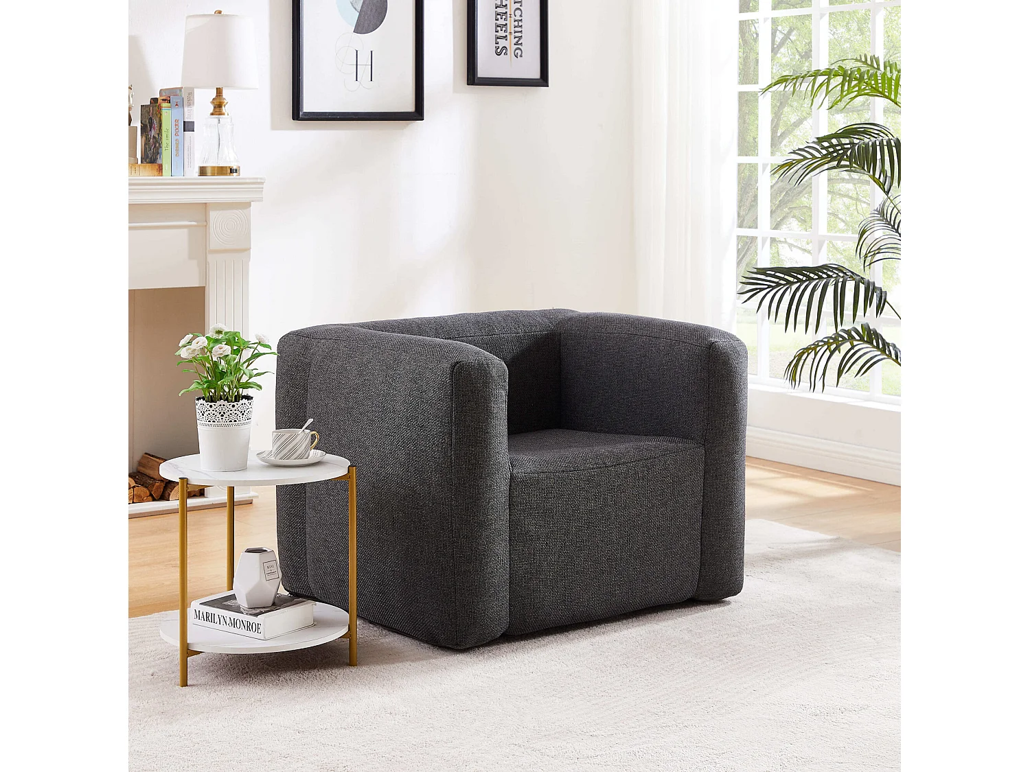 Terracotta opblaasbare fauteuil - Binnen en buiten - Kleur Donkergrijs