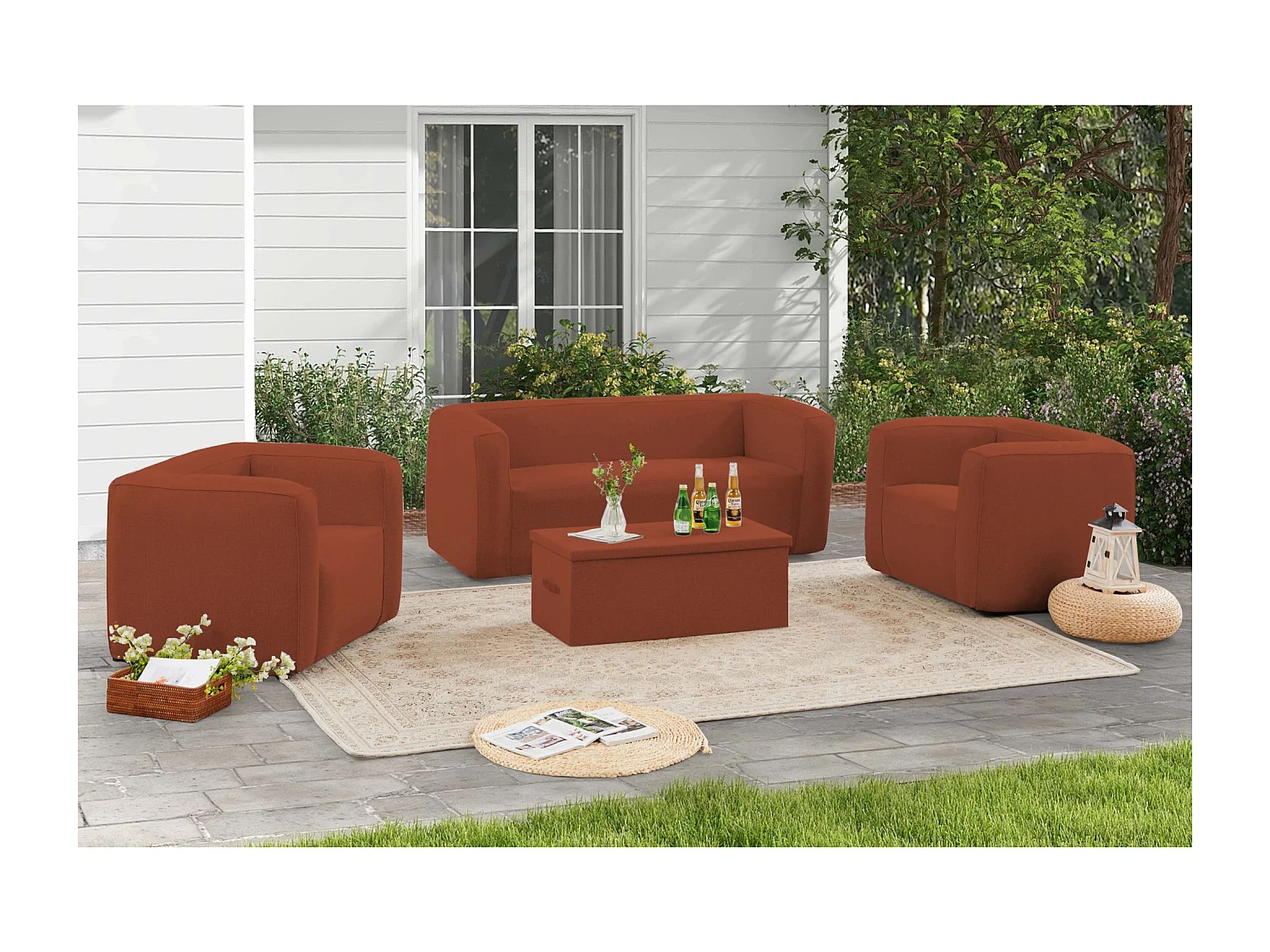 Opblaasbare fauteuil Terracotta - Binnen en buiten - Kleur Terracotta