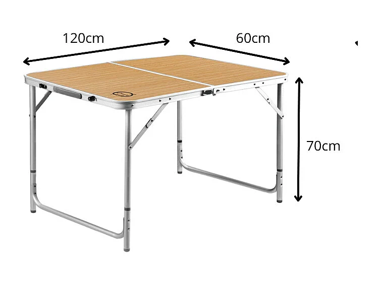 Tavolo da campeggio pieghevole a 6 posti - O'Camp - Forma di valigia - Dimensioni: 120 x 60 x 70 cm