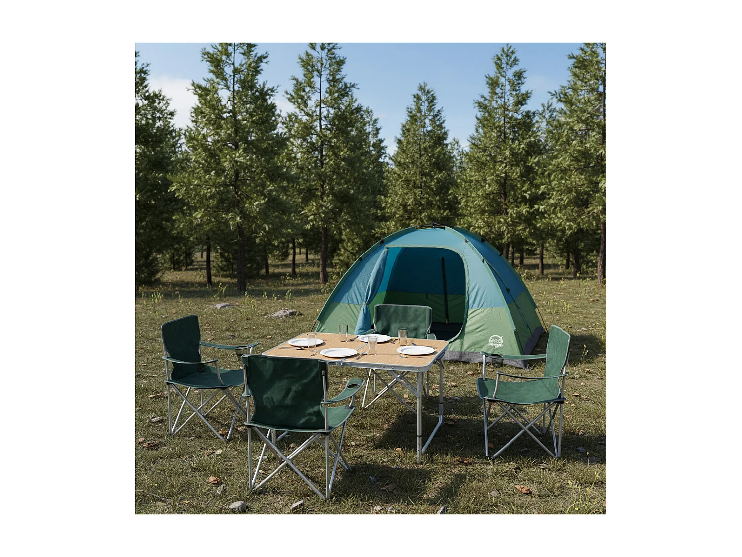 Table de camping pliable 6 places - O'Camp - Forme valise - Dimensions : 120 x 70 x 60 cm