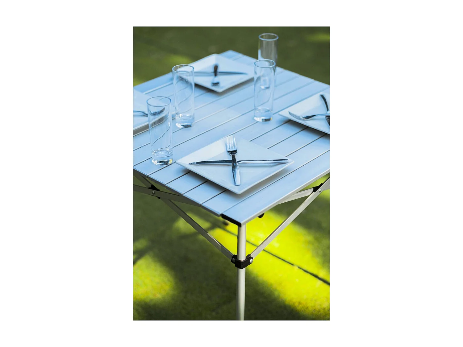 Lot de 2 tables à lattes de camping - O'Camp - Housse de transport inclus - 70 x 70  x 70 cm