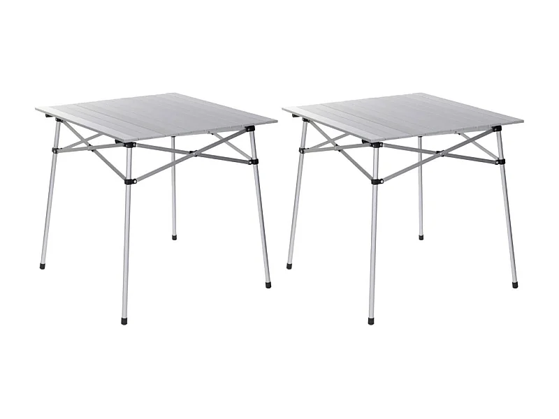 Lot de 2 tables à lattes de camping - O'Camp - Housse de transport inclus - 70 x 70  x 70 cm