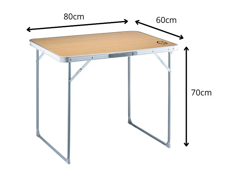 Tavolo da campeggio pieghevole a 4 posti - O'Camp - Forma di valigia - Dimensioni: 80 x 60 x 70 cm