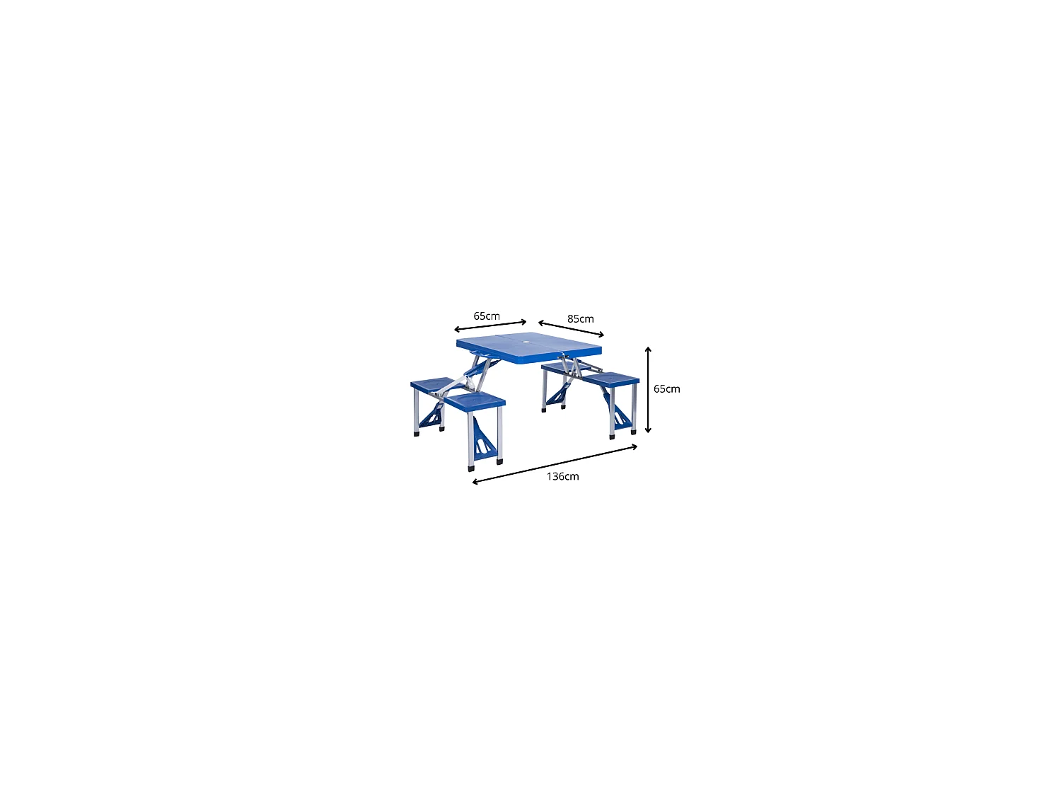 Mesa de camping para 4 personas con banco - Plegable - Azul