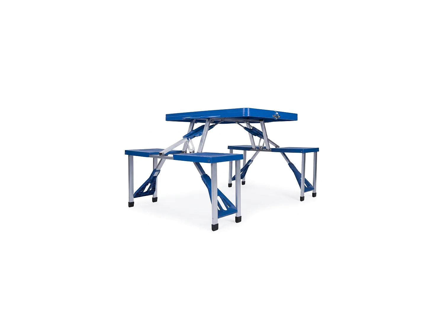 Mesa de camping para 4 personas con banco - Plegable - Azul