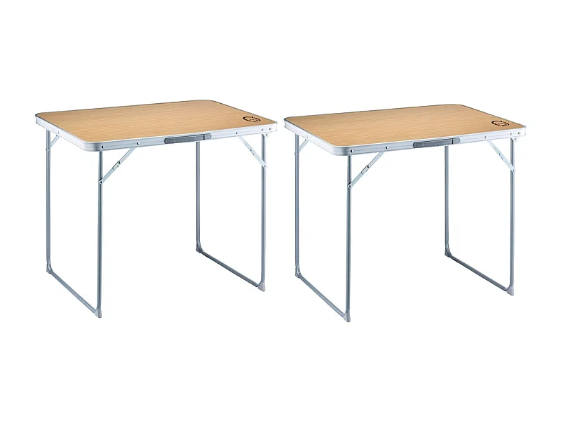 Lot de 2 tables de camping pliables 4 places - O'Camp - Forme valise - 80 x 60 x 70 cm